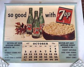 Up Soda Sign Calendar 1954 Life Saturday Evening Post Magazine