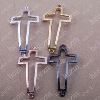 3pcs curved smooth cross bracelet connector charm side ways findings