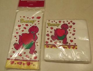 Barney Baby Bop I Love You Valentines Treat Bags & Napkins 1993