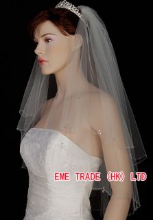 Veil Crystals Sparkling Beads Edge With Comb Bridal Accessories w003d