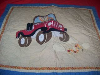 MONKEY DRIVING A JEEP SAFARI PILLOW SHAM WITH TIGER TRIM & SNAKE IN