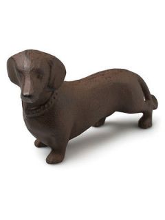 Metal Cast Iron Brown Dachshund Dog Garden Figurine Statue
