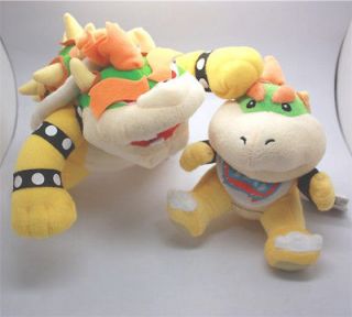 Mario Brothers Bowser Jr. & Bowser Koopa Plush Doll soft animal Toy
