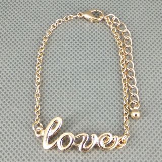 Fashion Simple Style charm Gold tone Metal LOVE Bracelet