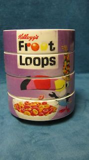 VINTAGE KELLOGGS STACKABLE CEREAL BOWLS MINT NEW IN BOX FRUIT