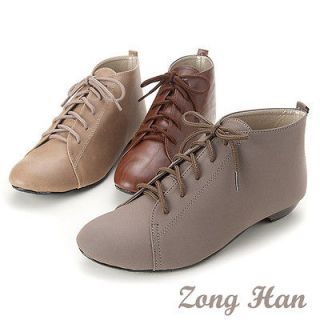 Boyfriend Style Womens Lace Up Oxford Ankle Flat Shoes in Camel, Gray