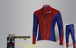 ONE Spider Man Slim Bicycle Cycling Long Sleeves Jersey & bib pants M