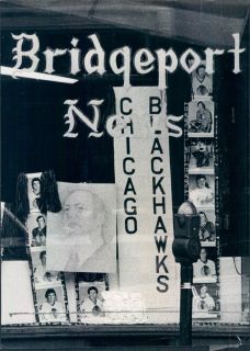 1977 Chicago, Illinois Bridgeport News Chicago Black Hawks Display