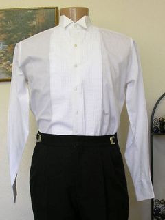 white used wing tip collar pleated tuxedo shirt pleats steampunk