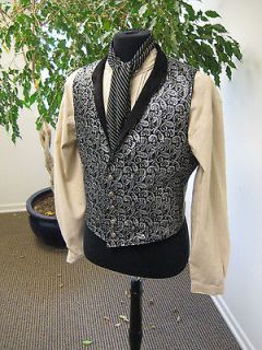 Vest Victorian Holmes Reversible Corduroy / Brocade Waistcoat Size M L