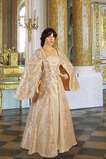 Renaissance Dress Gown Handmade from Brocade Baroque Damask, Size XL