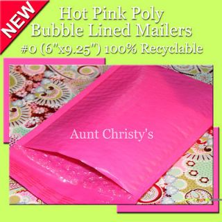 25* Hot Pink 6x9 Poly Bubble Mailers #0