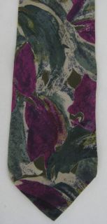 Molteni Gabriele Mens Neck Tie Necktie Silk Abstract Floral Magenta
