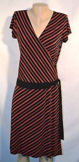 MAX STUDIO Stretchy Brick Red/Black Diagonal Striped Dress Size Small