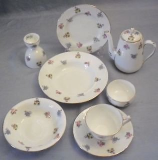 CROWN STAFFORDSHIRE 9 PC BREAKFAST SET EGGCUP TEAPOT CUP SAUCER ROSE