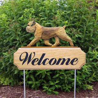 Brussels Griffon Wood Carved Dog Welcome Sign Stake. Home Decor Dog