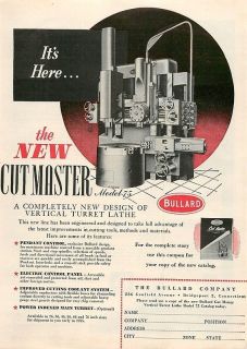 1954 Bullard Cut Master Model 75 Turret Lathe Print Ad