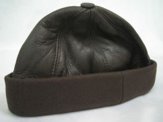 UNISEX NEW BROWN REAL SHEEPSKIN BERET/ CAP / HAT.one size fits all