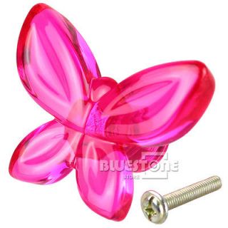 Cute Acrylic Rose Butterfly Drawer Door Pull Kitchen Cabinet Burea