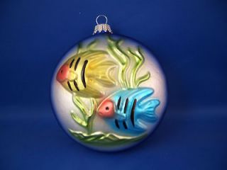 Tropical Angel Fish Christmas Glass Ornament sea life 012245