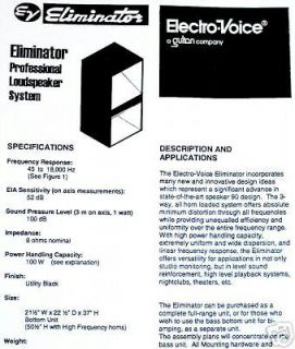 Electrovoice EV Eliminator Speaker Plans