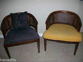 Pair Barrel Chairs 2 Mid century Parlor French Country Hollywood