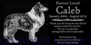 Personalized Rough Collie Pet Dog Memorial 12x6 Granite Grave Marker