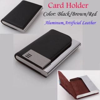 Classic ID Business Credit Card Holder Case Purse Aluminum +Artificial