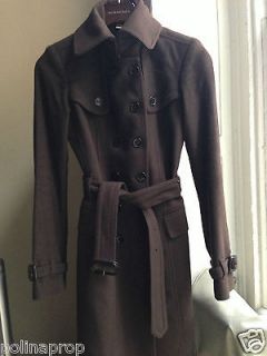 NWT Burberry London Moorland Wool Cashmere Trench Coat Brown US 2