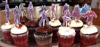 Birthday Party Cupcake Cake Sticker Toppers Iron America Hulk Thor