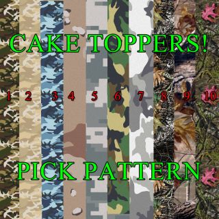 CAMOUFLAGE CAKE topper Edible image FROSTING SHEET icing paper strips
