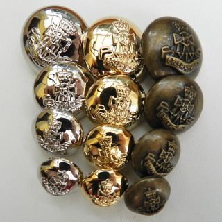 military buttons silver gold or bronze colour 15mm 18mm 21mm or
