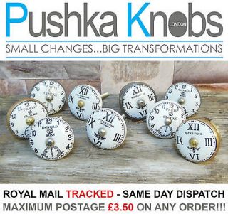 Pushka Shabby Chic Ceramic Vintage Clock Drawer Door Cupboard Knob