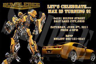 Transformers Bumble Bee Custom Birthday Photo Invitations More Designs