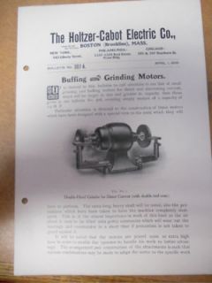 Antique Holtzer Cabot Electric Grinder Motor Catalog VG