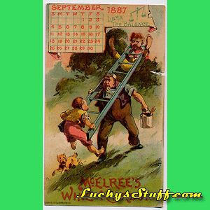 1887 McELREES WINE OF CARDUI Calendar TRADE CARD Tom Crutchfield TN