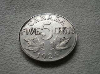 1924 Canada Canadian five cent coin nickel