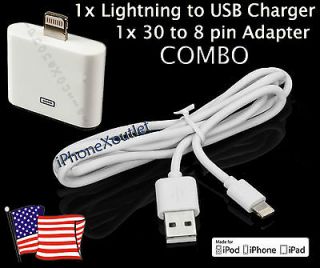 Pin to 30 Pin Adapter + USB Charger Cable Apple iPhone 5 Touch 5