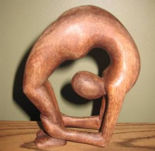 MS Carved Wood Camel Yoga Figure Abstract Sculpture Fair Trade Bali