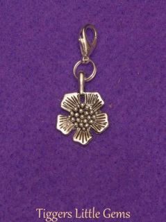 Tibetan Silver Tudor Rose Flower Charm on silver tone Clip/Clasp