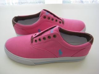 New Mens Polo Ralph Lauren Sneakers Shoes Bright Pink Canvas Vito