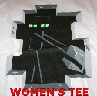 MINECRAFT ENDERMAN INSIDE WOMENS SILVER T SHIRT L LARGE NEW LICENSED