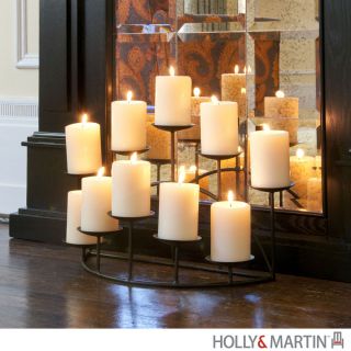 10 Candle Candelabra Black Matte for Fireplace Decorative Mantel Holly