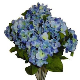 Newly listed 21 in PERIWINKLE BLUE Satin Hydrangea Bush Silk Flowers