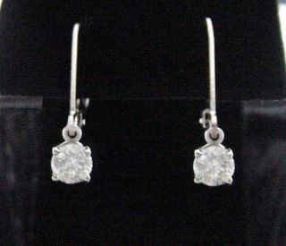 Earrings 3/4ct Total Lever Back Style Genuine Solid 14K White Gold