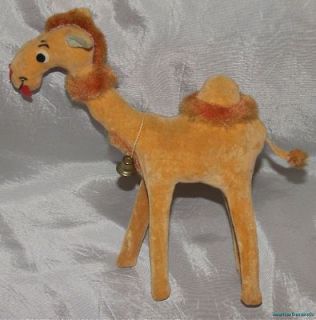 RARE Vintage 1960s KAMAR Plush Stuffed 8 Orange CAMEL w/ Bell Made In