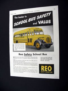 REO Safety School Buses yellow bus 1948 print Ad advertisement