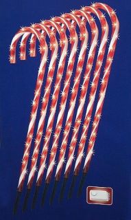 PATHWAY LAWN STAKES LIGHTED RED & WHITE CANDY CANES W/ REMOTE CONTROL