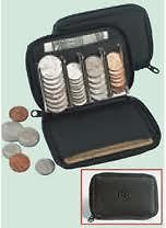 Buxton COIN ORGANIZER~Blac k Leather~Purse Wallet~SORTS & ORGANIZES