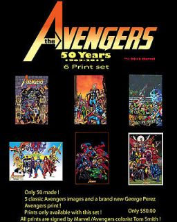 Newly listed 50 th An Avengers 6 print setPerez ,Adams,Heck,St